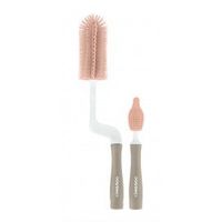 set de cepillos de silicona para biberones y tetinas 2uds rosa