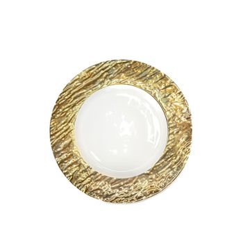 Plato llano blanco y dorado 27cm - lote de 6