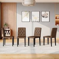 pack de 4 sillas de comedor marrones efecto terciopelo y patas negras