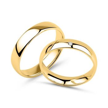 Alianzas grabable de oro de 14 quilates con diamante