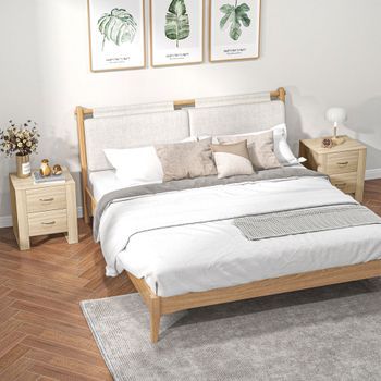 Conjunto 2 Mesitas De Noche De Melamina-homcom. Natural