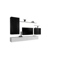 conjunto de muebles de salon coleccion switch ii diseno color negro y blanco brillante