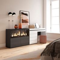 tocador efecto madera blanco 234x35x75cm chimenea efecto fuego