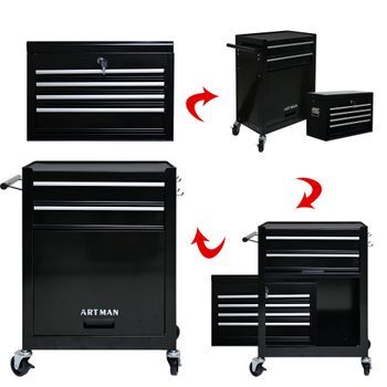 Carro De Herramientas - Organizador De Taller - Acero - Negro (52.5x33x109cm)