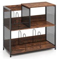costway soporte para tocadiscos de 3 niveles soporte para discos de vinilo con capacidad para 300 albumes mesa lateral con 3 divisores marron