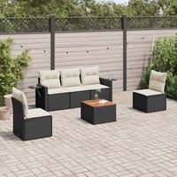 conjunto de sofas de jardin 6 uds  mueble jardin mesa y sillas y cojines ratan sintetico negro cfw581839