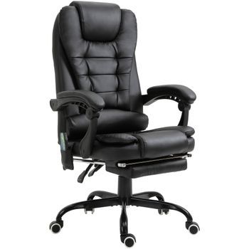 Silla De Oficina Con Masaje T1008 Ergonómica Reclinable 155° Pu Negro