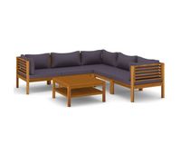 muebles de jardin 6 piezas cojines madera maciza de acacia