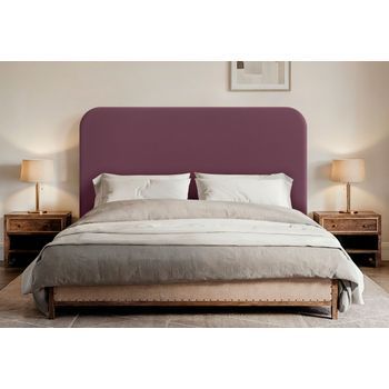 Dhome Cabecero Vino Tinto Curvo Con Patas Tapizado En Polipiel 150cm Altura 125cm Para Pared Acústico Absorbente Cama Dormitorio (vino Tinto, 150cm)