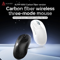 ajazz aj199  aj199 max raton inalambrico para juegos tri-modo de fibra de carbono sensor paw3395 900mah  800mah