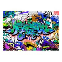 papel pintado 3d - grafiti tema azul 350x245 cm