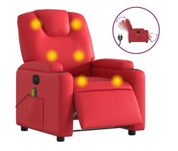 Vidaxl sillón de masaje reclinable eléctrico de cuero artificial rojo