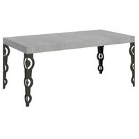 mesa rectangular extensible para 6 a 20 personas l 160 a 420 cm gris hormigon y patas de metal antracita kazay