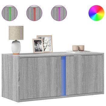 Mueble De Tv De Pared Con Luces Led Gris Sonoma 80x31x35 Cm Vidaxl