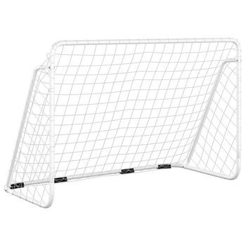 Portería De Fútbol Con Red Acero Blanco 180x90x120 Cm Vidaxl