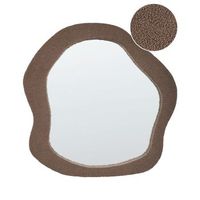 espejo de pared moderno decorativo colgante 79 x 80 cm marco mdf forma irregular boucle marron blismes