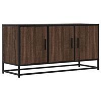 mueble tv  mueble de salon  gabinete de tv madera ingenieria y metal marron roble 100x35x50 cm