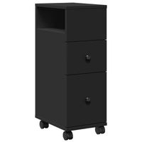 armario de bano  mueble de bano estrecho con ruedas madera de ingenieria negro