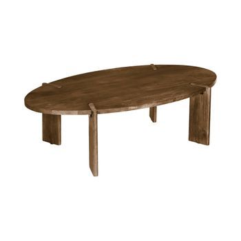 Mesa De Centro Ovalada De Madera Maciza De Mango, Nogal