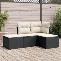 conjunto de sofas jardin 4 uds  mueble jardin mesa y sillas con cojines ratan sintetico negro cfw975989