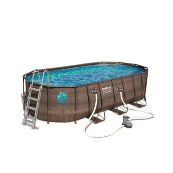 Piscina Bestway Power Steel Swim Vista Oval Diseño Rattan 549x274x122 cm