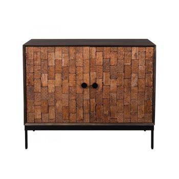 Aparador de madera natural con puertas talladas