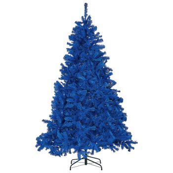 Árbol De Navidad Artificial Azul 210 Cm Base De Metal Decoración Tradicional Festividad Vacaciones De Invierno Farnham