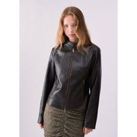 liu jo chaquetas chaqueta biker en tejido revestido para mujer