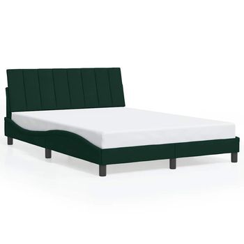 Estructura De Cama Sin Colchón Hanko Terciopelo Verde Oscuro 140x190 Cm Vidaxl
