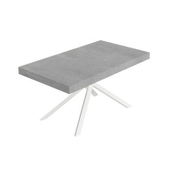 Mesa Extensible Niket 160/244x80 Cm Patas Hormigón Blanco