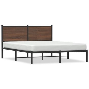 Cama De Matrimonio | Cama De Adulto | Estructura De Cama Sin Colchón Metal Marrón Roble 140x200 Cm