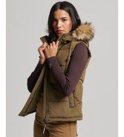 superdry para mujer w5011551a chaleco acolchado de pelo sintetico everest verde m casual poliester