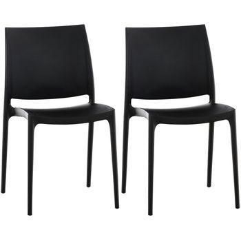 Set De 2 Sillas Apilables Maya Plástico Negro 50x44x81 Cm Clp