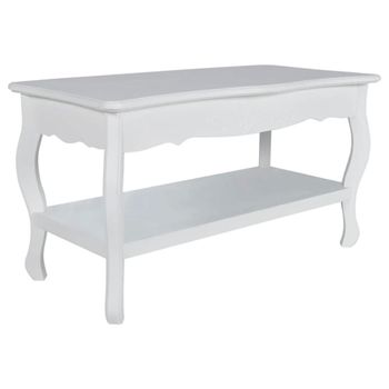 Mesa de centro, mesa de café de 2 niveles de mdf blanca 87.5x42x44cm
