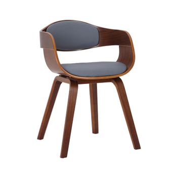 Silla de madera con asiento en Simil cuero Nogal/gris