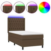 cama box spring colchon y luces led tela marron oscuro 90x200cm vidaxl