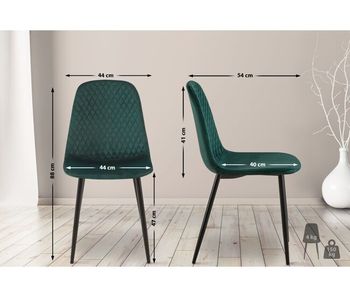 Silla de comedor giverny en tela o terciopelo verde 54x44x88 cm