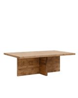 mesa de centro de madera maciza en tono roble oscuro de 120x40cm