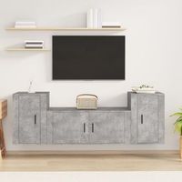 set de 3 uds muebles tv  mueble de salon  armario tv madera contrachapada gris hormigon cfw788822