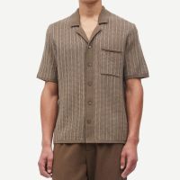 samsoe samsoe sarhys cotton and wool-blend knit shirt - l