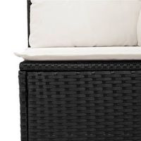 conjunto de asientos de jardin de 3 piezas con cojines de poliracatan color negro