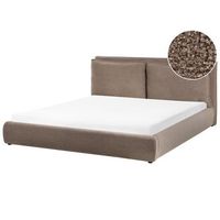 cama moderna de boucle 180 x 200 cm cabecero tapizado y acolchado marron bajonna