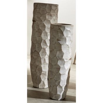 Vasija Terracota Damya Blanco Env. 100 Cm S/2 30dx100cm