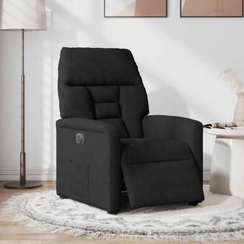 Vidaxl Sillón Reclinable Eléctrico Tela De Microfibra Negro
