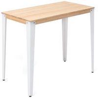 mesa lunds alta 40x120x110cm blanca en madera maciza de pino acabado natural estilo nordico industrial box furniture