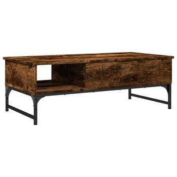 Mesa De Centro 100x50x35 Cm Madera Y Metal Trabajados - Marrón