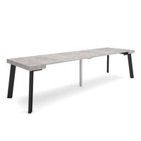 mesa consola extensible mesa comedor plegable 300 para 14 comensales patas de madera estilo moderno cemento