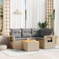 conjunto de sofas jardin con cojines 5 uds  mueble jardin mesa y sillas ratan sintetico beige cfw510087