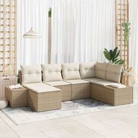 juego de sofa de jardin de 6 piezas con cojines - ratan poliester beige v7176 unico  beige