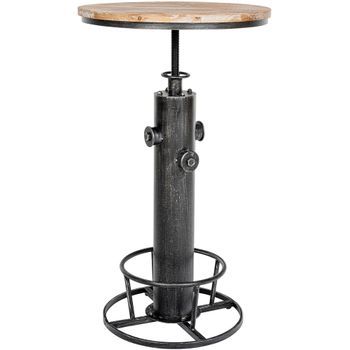 Mesa De Bar Ruhr Metal Plateado Antiguo Ø 54 Cm Clp